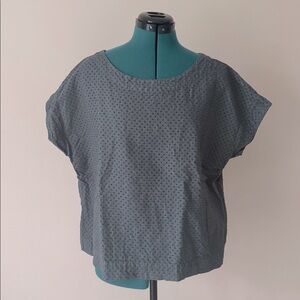 Cut Loose | Linen/Cotton Pinhole S/S Crop Top Made in USA | L
